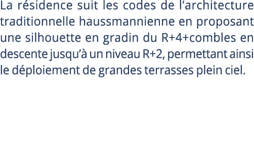 La r sidence suit les codes de l’architecture traditionnelle haussmannienne en proposant une silhouette en gradin du ...